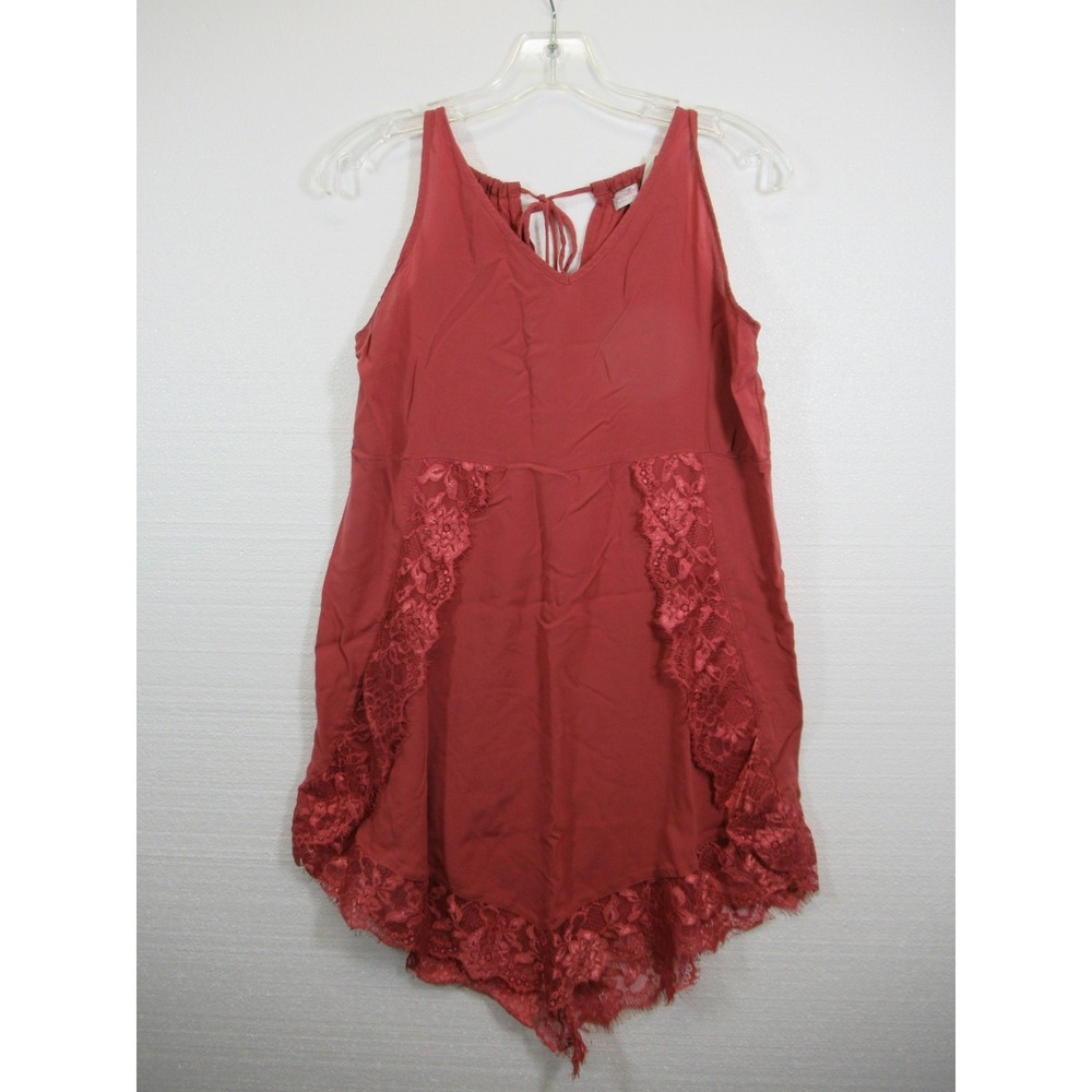 Intimately Free People Slip Mini Dress Women Medium Terra Cotta Lace Sleeveless